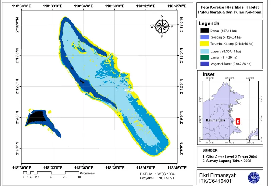 Gambar 6.  Peta  Habitat Pesisir dan Laut Pulau Maratua dan Kakaban 