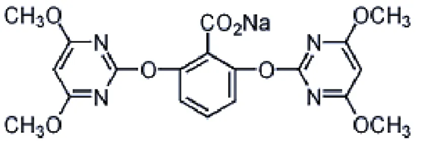 Gambar 1. Rumus bangun herbisida bispiribak sodium (Tomlin, 2010). 