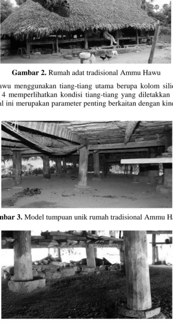 Gambar 3. Model tumpuan unik rumah tradisional Ammu Hawu