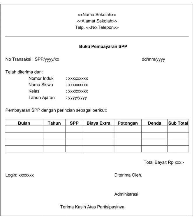 Gambar 11. Rancangan Formulir Pembayaran SPP 