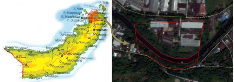 Gambar Peta Kota Manado dan Tapak Terpilih  Sumber: Google dan Google Earth