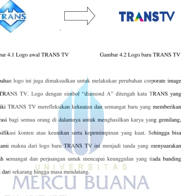 Gambar 4.1 Logo awal TRANS TV                      Gambar 4.2 Logo baru TRANS TV                