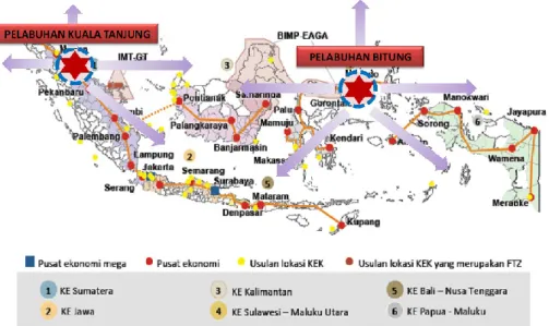 Gambar 9. Lokasi Pelabuhan Global Hub  4.  Potensi Ekonomi dan Hinterland Pulau Sulawesi 