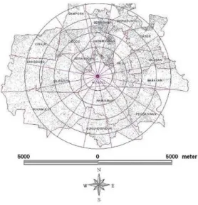 Gambar  4.1. Peta Desa radius 5 Km dari Fasilitas  RSG-GAS 