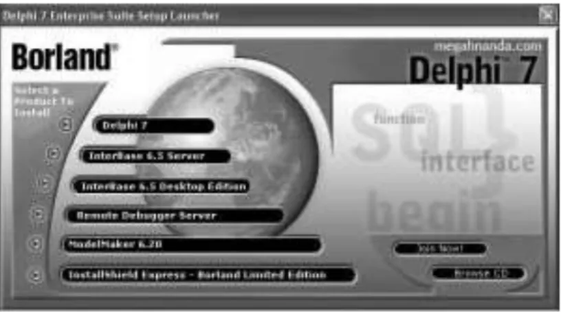 Gambar 2 : Tampilan Awal Borland delphi 7.0  Sumber : Borland delphi 7.0 enterprise 