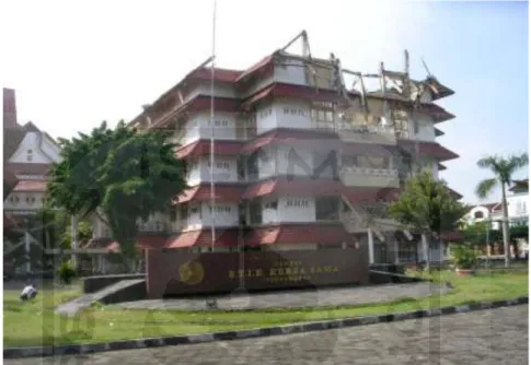 Gambar 1.2 Gedung fasilitas pendidikan yang runtuh akibat gempa Yogyakarta 2006  (tephenomena.wordpress.com) 