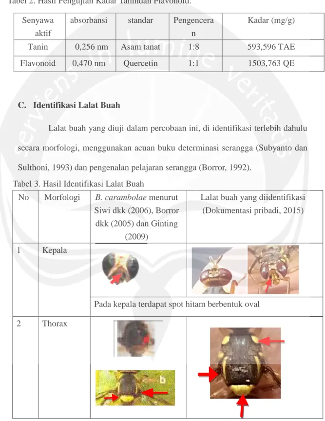 Tabel 2. Hasil Pengujian Kadar Tanindan Flavonoid. 