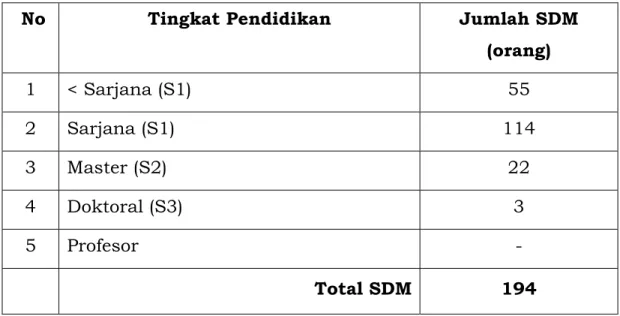 Tabel 2.  SDM BSN berdasarkan Tingkat Pendidikan   (status: Oktober 2009) 