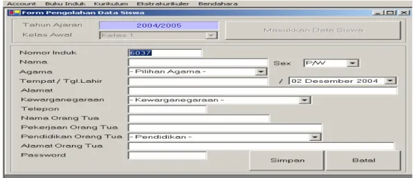 Gambar 5. Form Pengolahan Data Siswa 