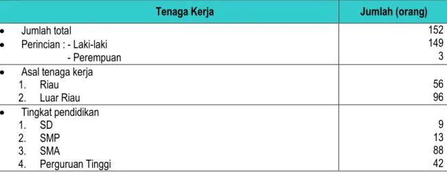 Tabel 9 Data Tenaga Kerja PT. BBHA 