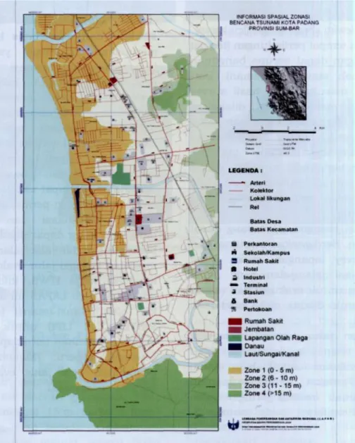 Gambar 3-6: Peta jalur evakuasi untuk kota Padang 