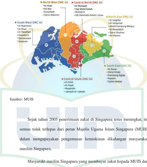 Gambar 3.3: Peta Pembagian Masjid di Singapura 