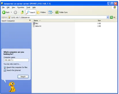 Gambar 4. Melihat Hasil Nama Folder Di Server Samba Konfigurasi OpenVz Dengan Quota Pada Mesin VPS