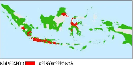 Gambar 3. Peta penyebaran KHV di Indonesia (Sunarto et al. 2005) 