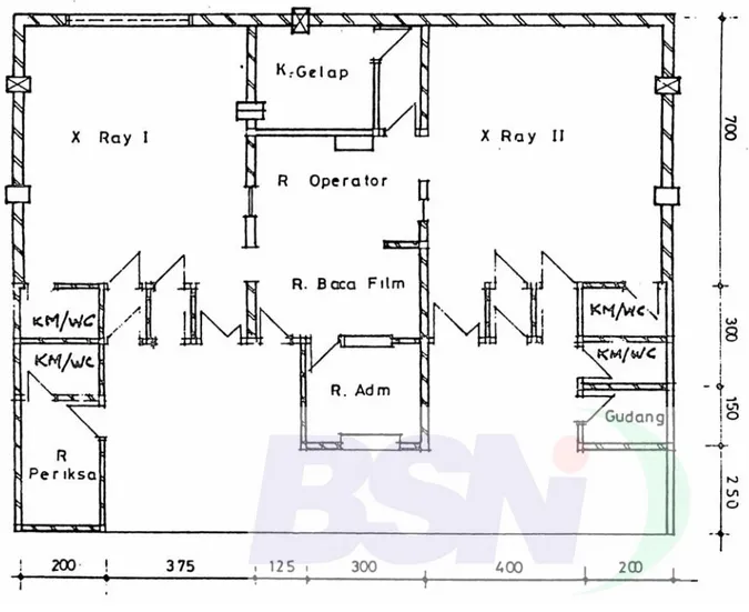 Gambar 9 – Contoh denah gedung radiologi pada rumah sakit kelas C 