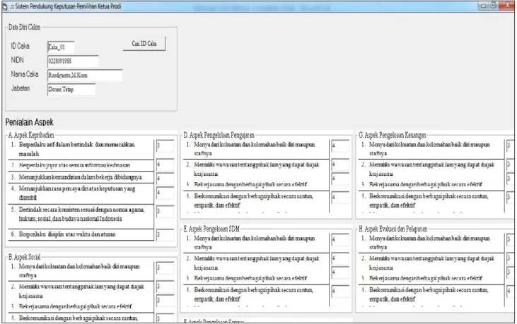 Gambar 2. Proses Input Penilaian Aspek  