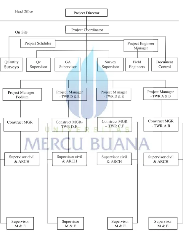 Gambar 3.1.  Struktur organisasi proyek Taman Anggrek Residences Project Director 
