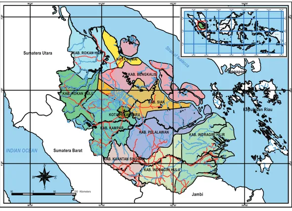 Gambar 1. Peta lokasi sampling lahan gambut di Kabupaten Bengkalis.