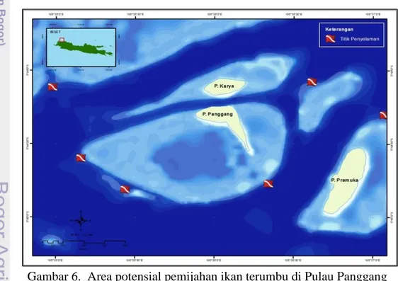 Gambar 6.  Area potensial pemijahan ikan terumbu di Pulau Panggang   