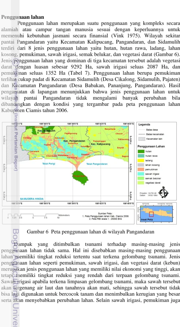 Gambar 6  Peta penggunaan lahan di wilayah Pangandaran 