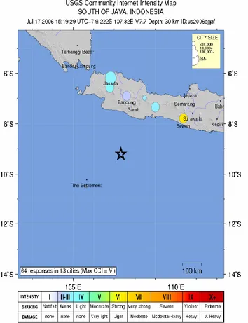 Gambar 2. Intensitas Gempa Selatan Jawa