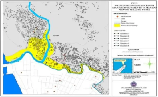 Gambar 5.Peta Jalur Evakuasi Bencana  Banjir Kecamatan Bunaken 