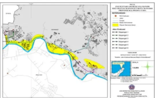Gambar 7.Peta Jalur Evakuasi Bencana  Banjir Kecamatan Wenang 