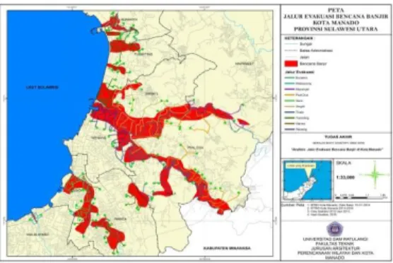 Gambar 14.  Peta Jalur Evakuasi Bencana  Banjir Kota Manado 