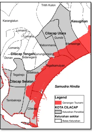 Gambar 3. Peta bahaya tsunami di Kota Cilacap 