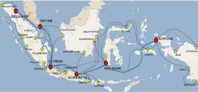 Gambar 2.1 Skema jalur tol laut Indonesia  Sumber: http://www.kompasiana.com/ 