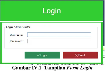 Gambar IV.1. Tampilan Form Login  10.  Tampilan Form Manajemen Data Administrator 
