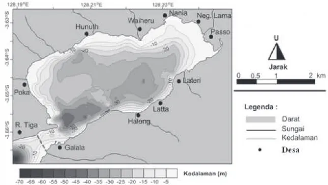 Gambar 2. Peta kedalaman Teluk Ambon Dalam