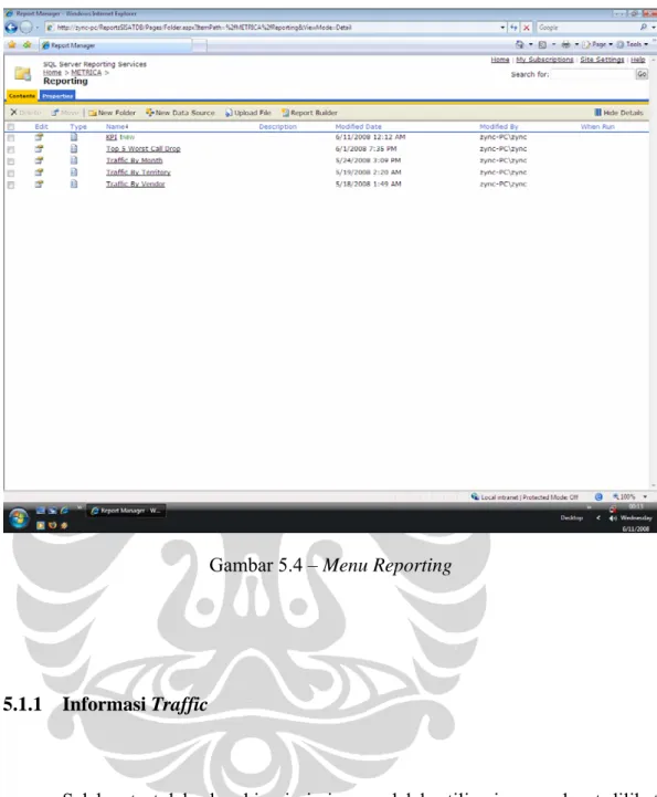 Gambar 5.4 – Menu Reporting 