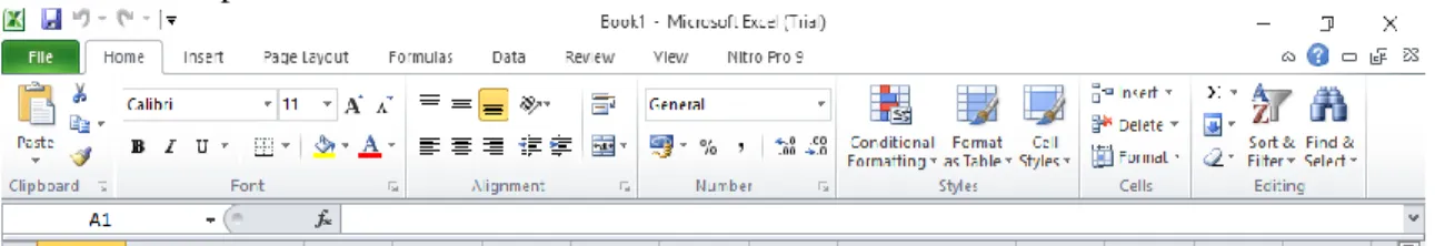 Gambar 14. Tampilan Tab Home  b.  Tab Insert 
