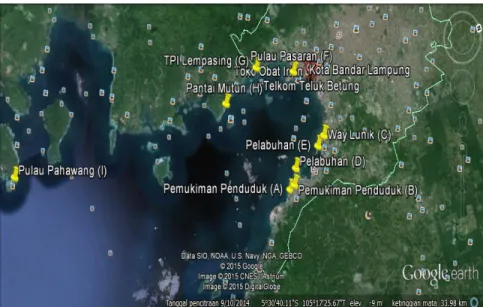 Gambar 1.  Lokasi Sampling di Perairan Teluk Lampung 