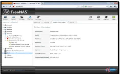 Gambar 14. Tampilan Gambar web FreeNas