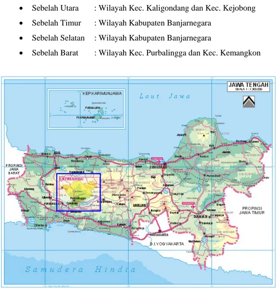 Gambar 1.1 Letak Kabupaten Purbalingga di Jawa Tengah 