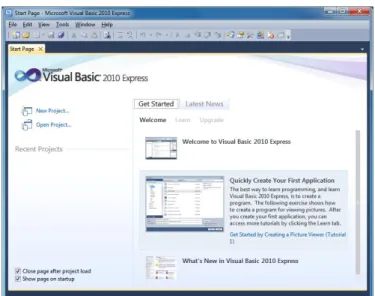 Gambar II.2. Tampilan Utama Visual Basic 2010  (Sumber : Christopher Lee:2014:3) 