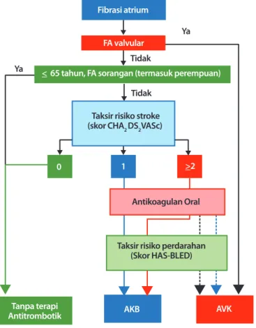 Gambar 7. Diagram pemilihan terapi antikoagulan AKB: antikoagulan oral baru, AVK: 