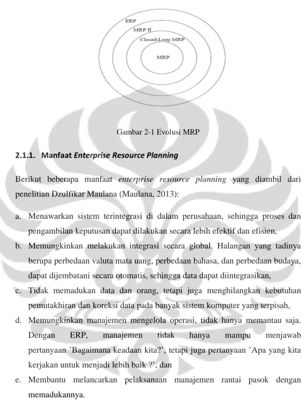 Gambar 2-1 Evolusi MRP  2.1.1. Manfaat Enterprise Resource Planning 