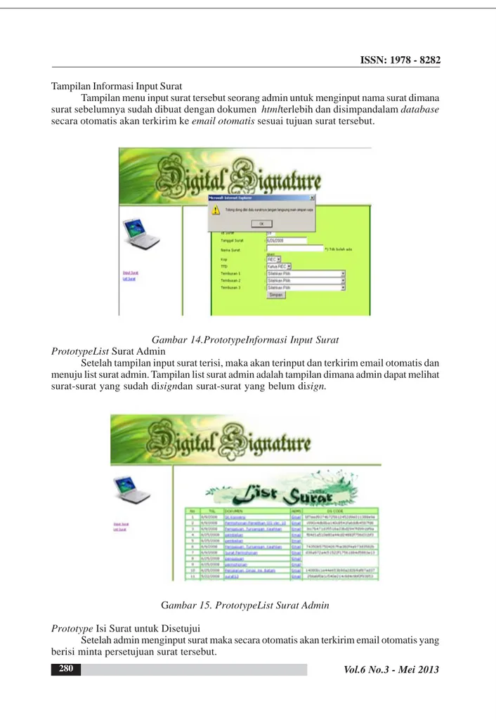 Gambar 14.PrototypeInformasi Input Surat PrototypeList Surat Admin