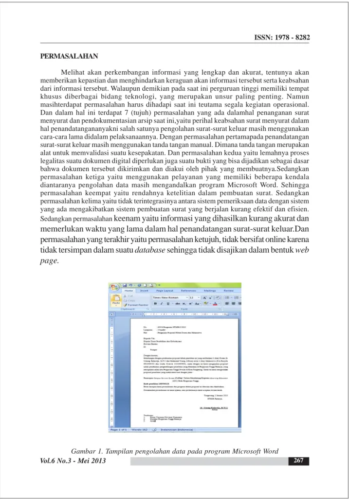 Gambar 1. Tampilan pengolahan data pada program Microsoft Word