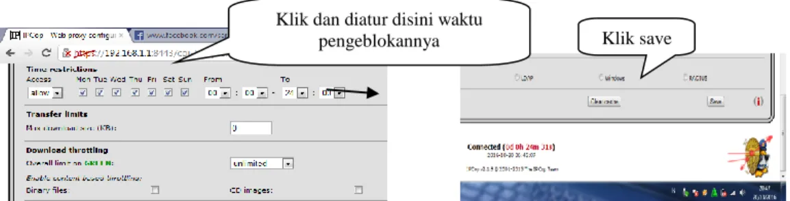 Gambar 12.  Halaman proxy menu menu time restrictions  Keteranganpadagambar12 : 