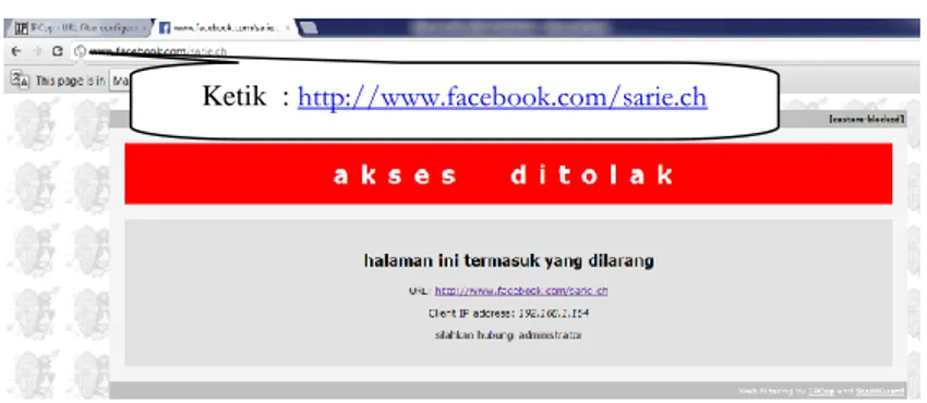 Gambar 13. Website yang telah berhasil diblokir 
