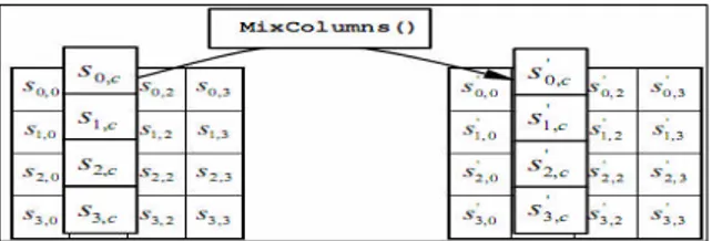 Gambar 3 Transformasi MixColumns (NIST, 2001)