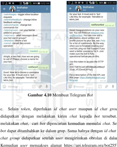 Gambar 4.10 Membuat Telegram Bot 