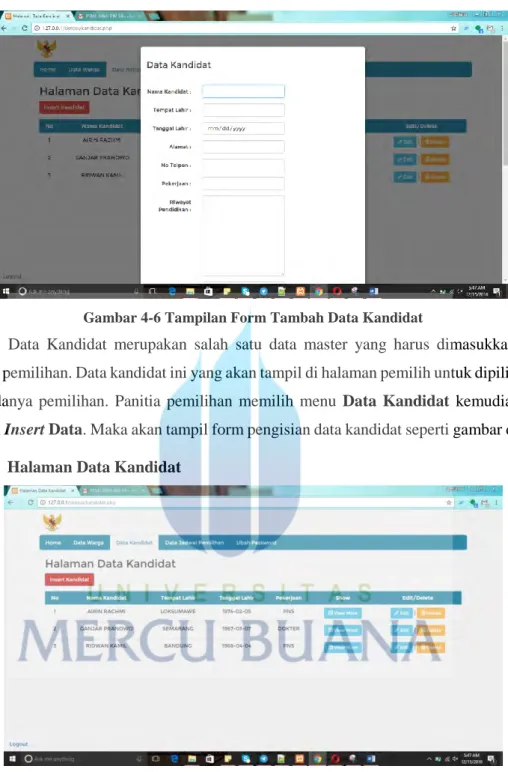 Gambar 4-6 Tampilan Form Tambah Data Kandidat 