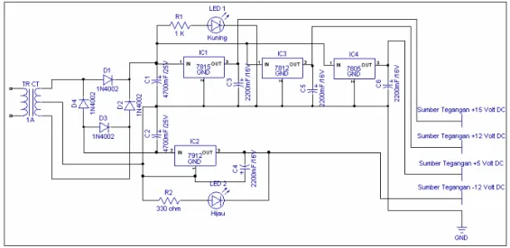 Gambar 3.3 Rangkaian Power Supply  3.3.2 Rangkaian Sensor Suhu 