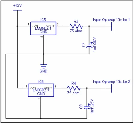 Gambar 3.4 Rangkaian Sensor Suhu  3.3.3 Rangkaian Op-amp Non Inverter 