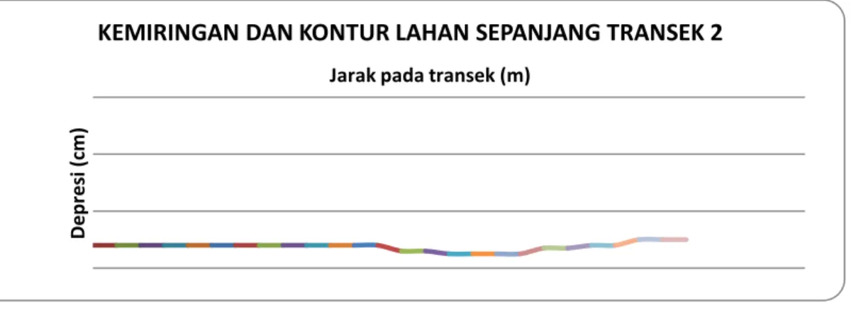 Gambar 7. Kemiringan dan kontur lahan sepanjang transek 2. 